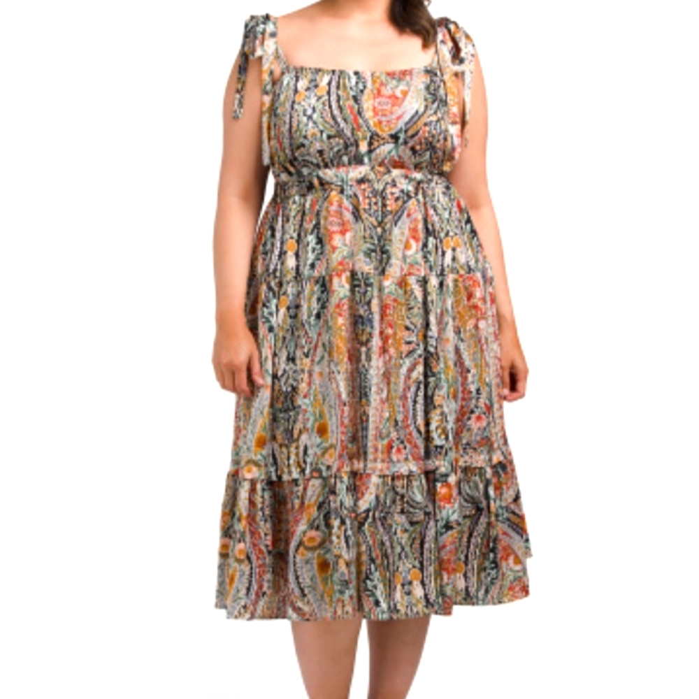 Plus Size Floral Multicolor Midi Dress